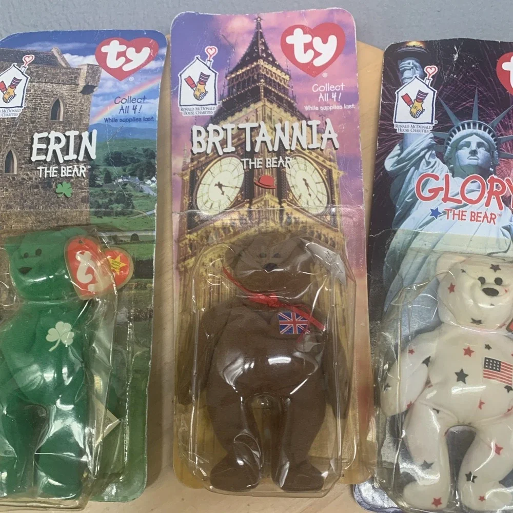 McDonalds TY Beanie Babies Lot of 5-Bronty Erin Glory Peanut Britannia Sealed